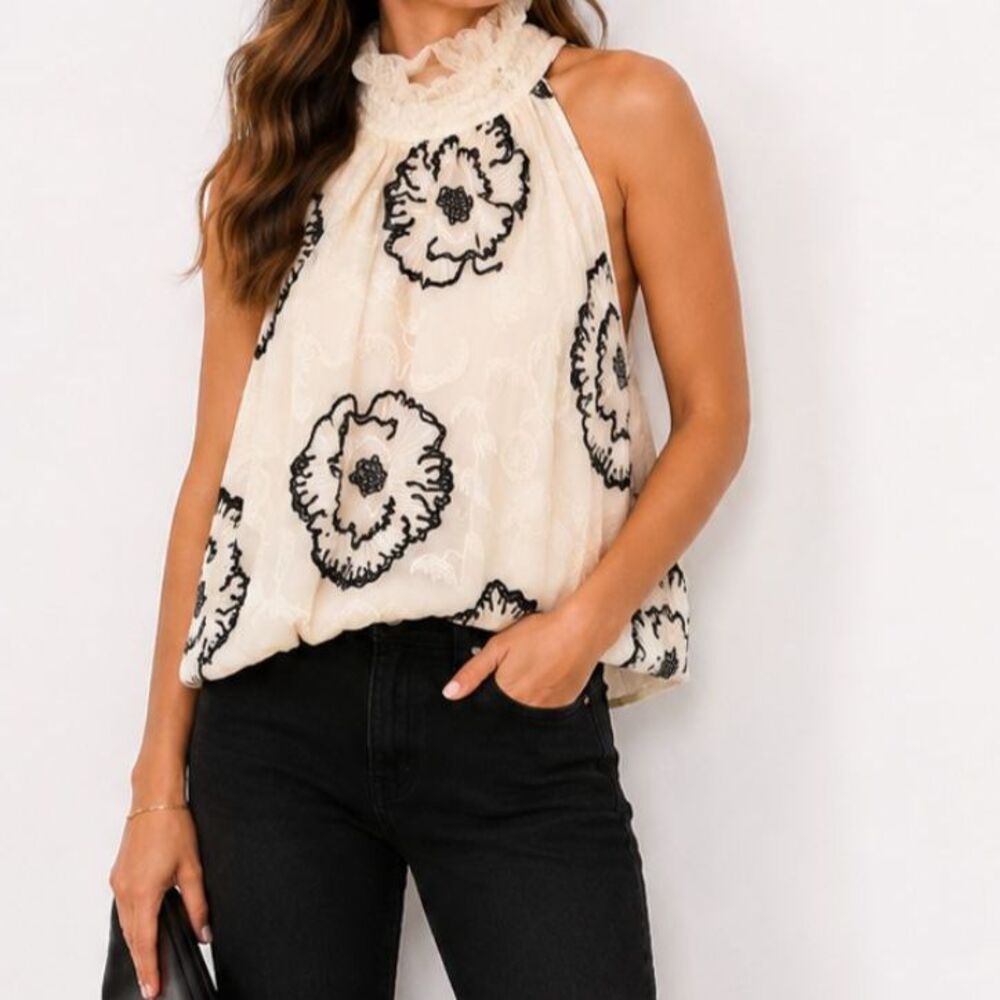 NWT Express high-neck, cropped blouse- Size XS